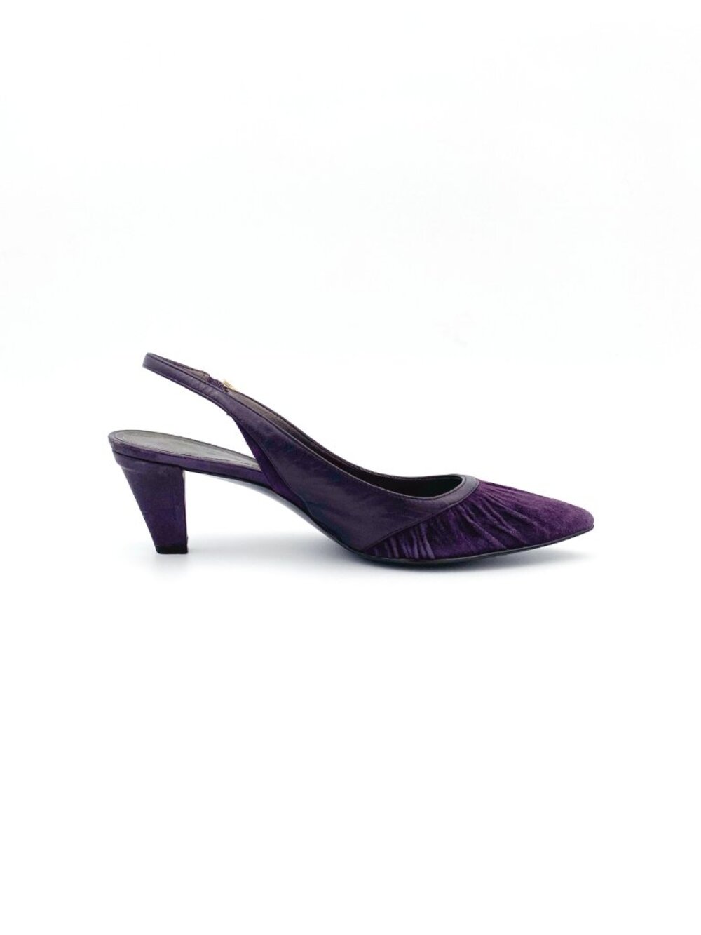 TAHARI | Mae Suede & Leather Slingback Kitten Heels in Dusk Purple